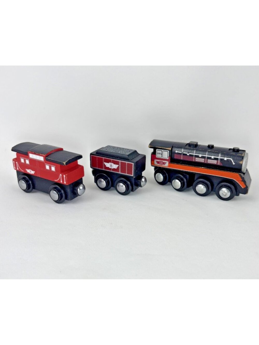 Maxim Enterprise #29 #9 #8 Wooden Train Engine Tender Caboose Toys "R" Us